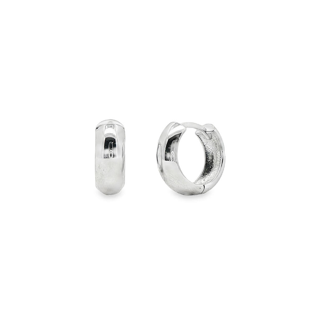 14K White Gold High Polish Huggie Earrings – 14mm, 3.2g
