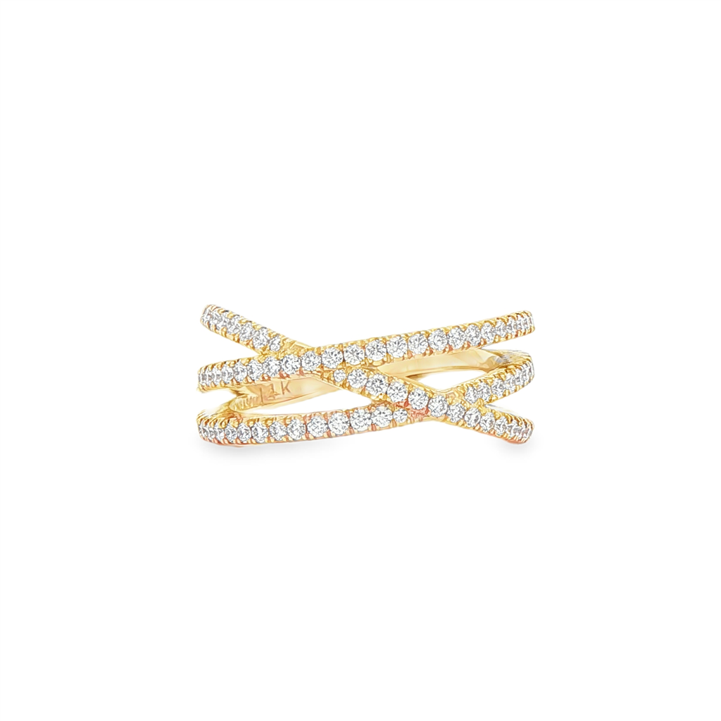 14K Yellow Gold Multi Criss Cross Diamond Band - 0.63ctw.