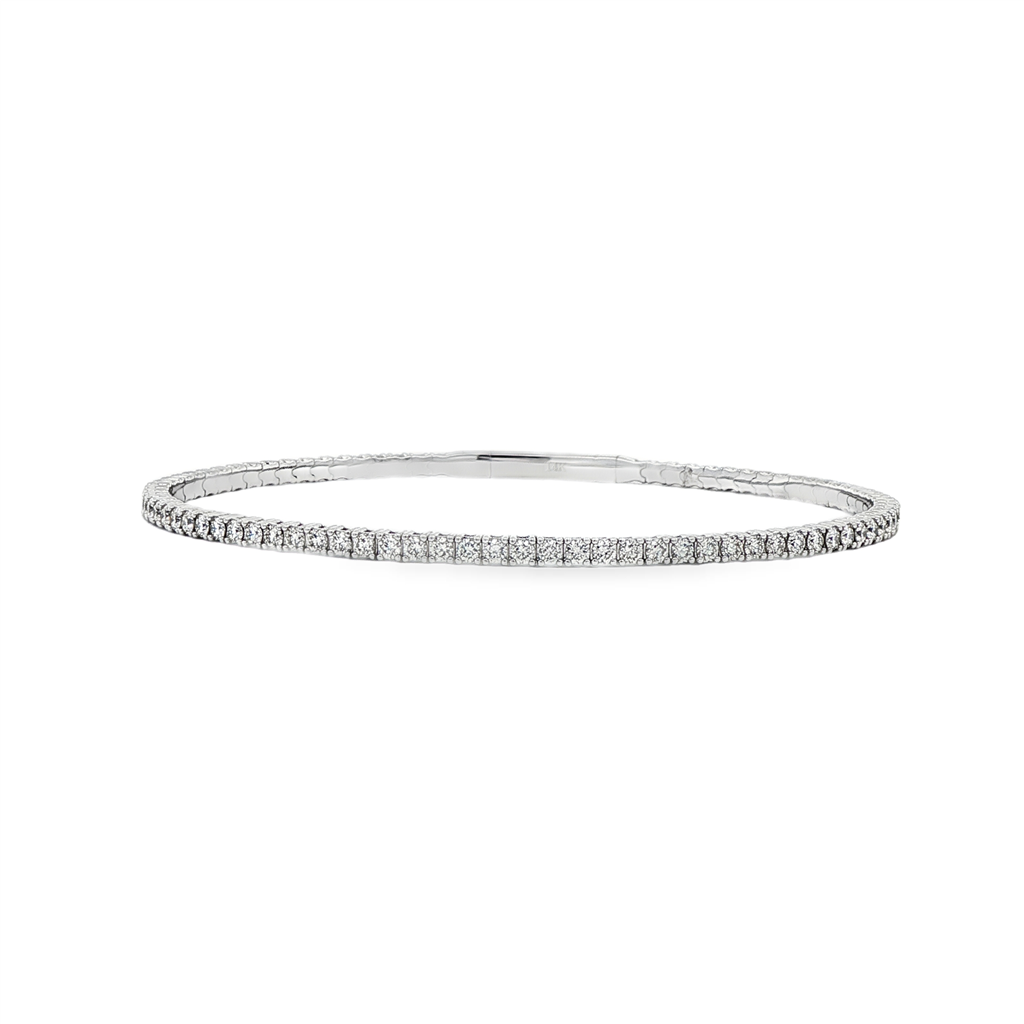 14K White Gold Natural Diamond Flexi Bangle – 1.65ctw.