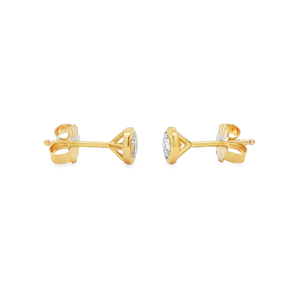 14K Yellow Gold Lab Diamond Bezel Stud Earrings – 0.52ctw