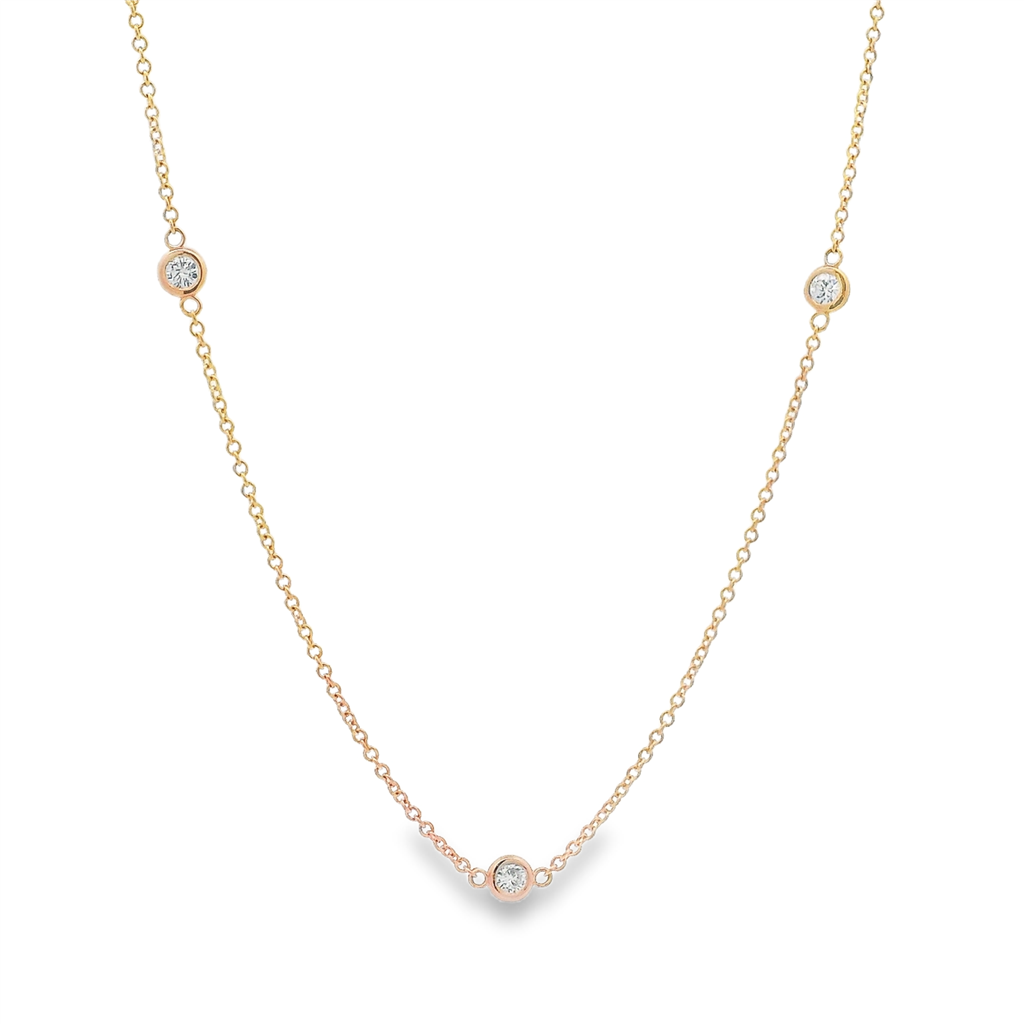 14K Rose Gold Bezel Set Diamonds by the Yard 17" Necklace – 0.50ctw.