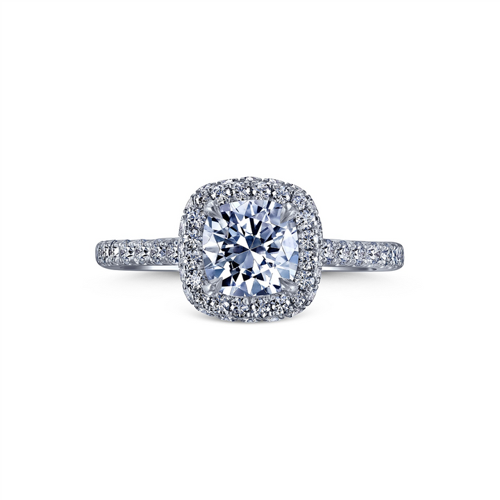 18K White Gold Halo Semi-Mount Engagement Ring - 0.70ctw.