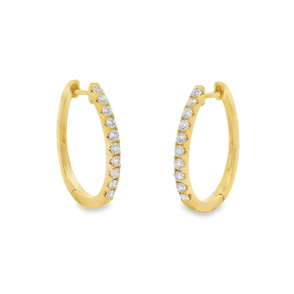 14K Yellow Gold 27x2.2mm Natural Diamond Oval Hoop Earrings – 0.57ctw.