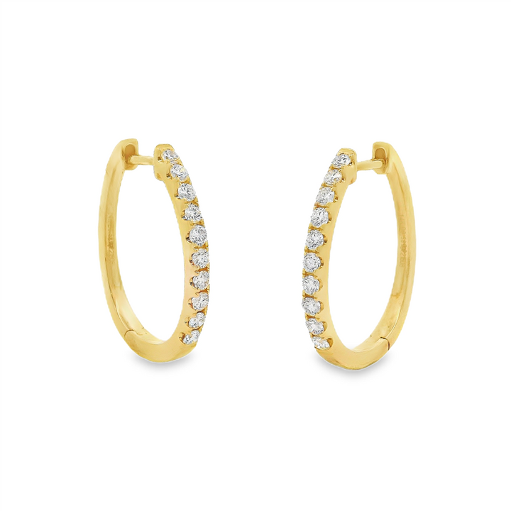 14K Yellow Gold 27x2.2mm Natural Diamond Oval Hoop Earrings – 0.57ctw.