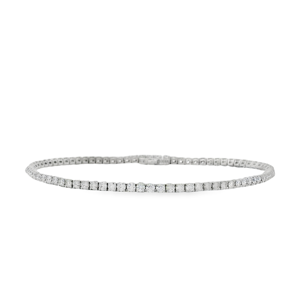 14K White Gold Natural Diamond Tennis Bracelet – 2.50ctw.