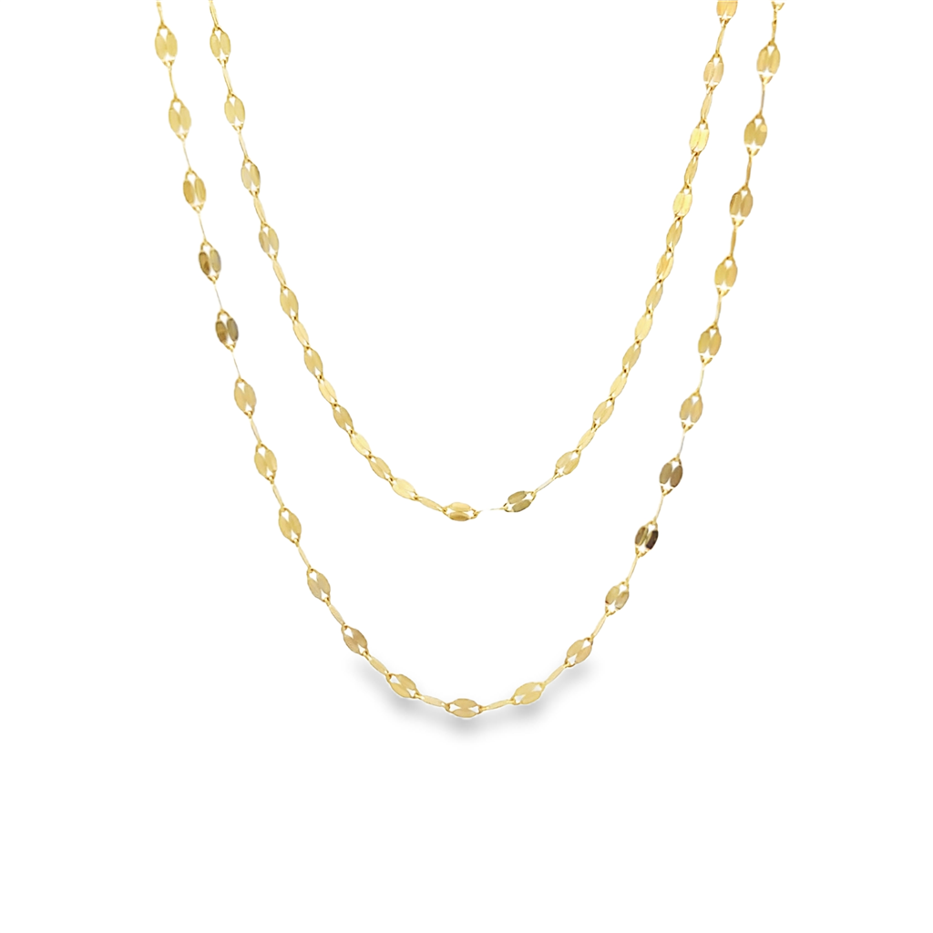 14K Yellow Gold Polished Flat Chain 2mm Wide 18"