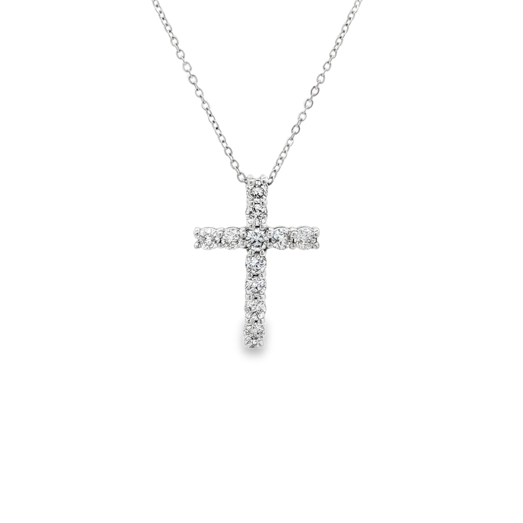 14K White Gold Diamond Cross Pendant with Chain – 0.35ctw.