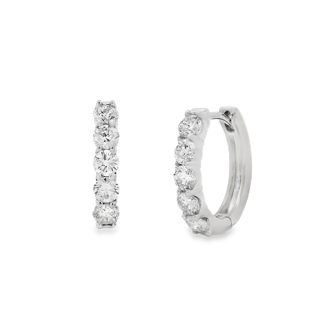 14K White Gold 16x3.1mm Natural Diamond Oval Hoop Earrings – 1.25ctw.