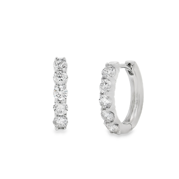 14K White Gold 16x3.1mm Natural Diamond Oval Hoop Earrings – 1.25ctw.