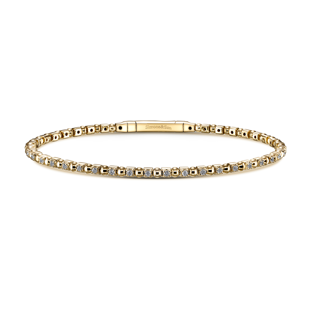 14K Yellow Gold Flexi Diamond Bangle Bracelet - 0.38ctw.