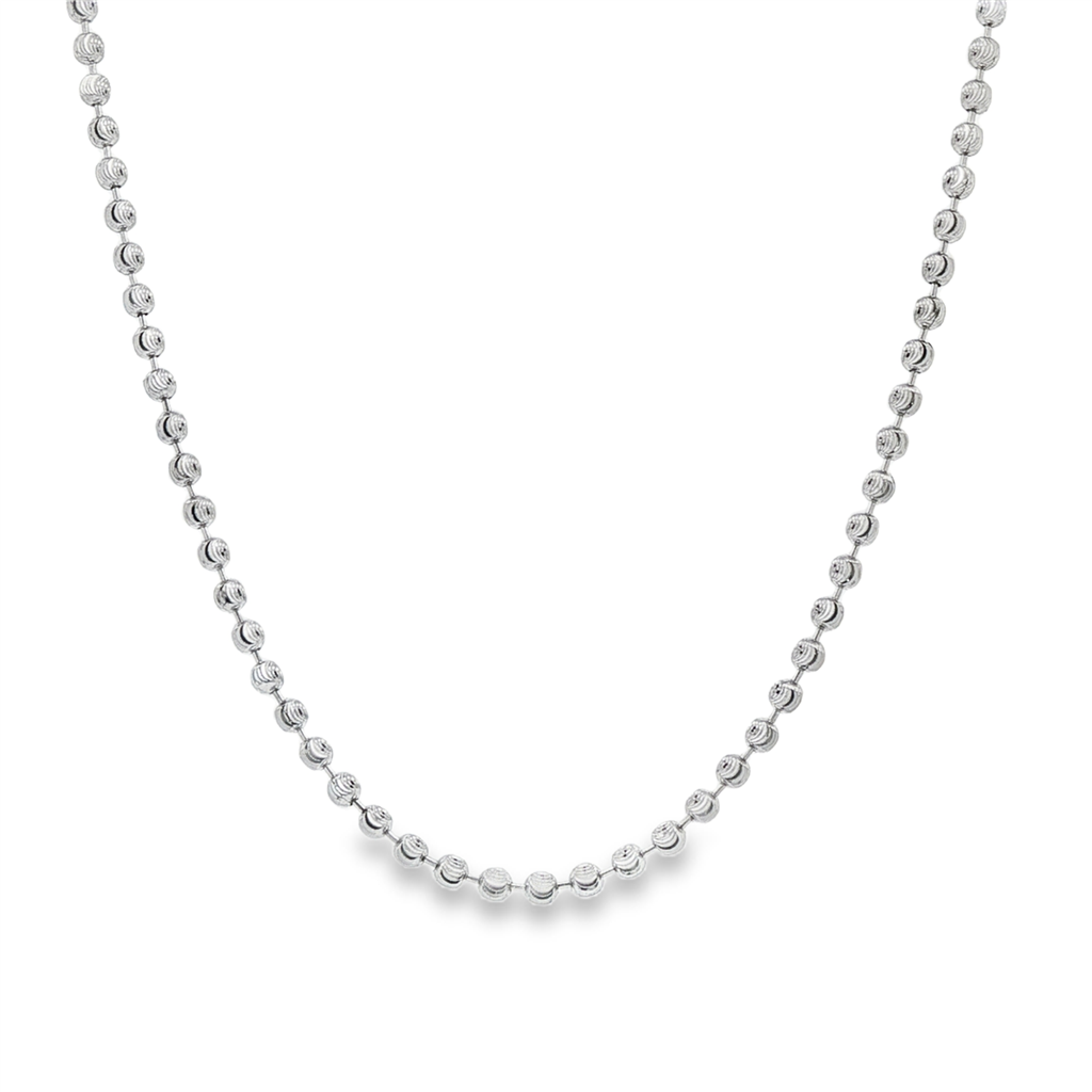 14K White Gold Diamond-Cut Mezza Luna Chain – 2mm, 18", 4.9g