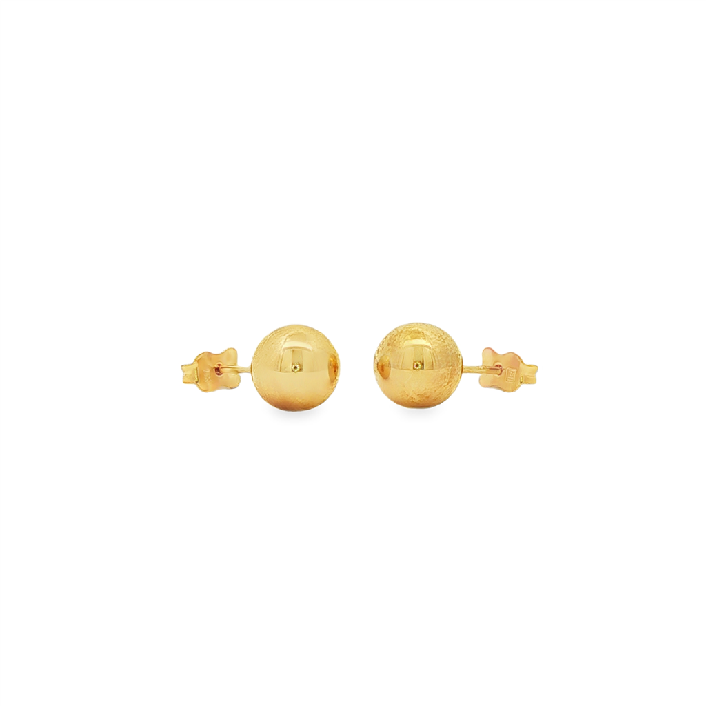 14K Yellow Gold Light Ball Stud Earrings 10mm – 1.6g