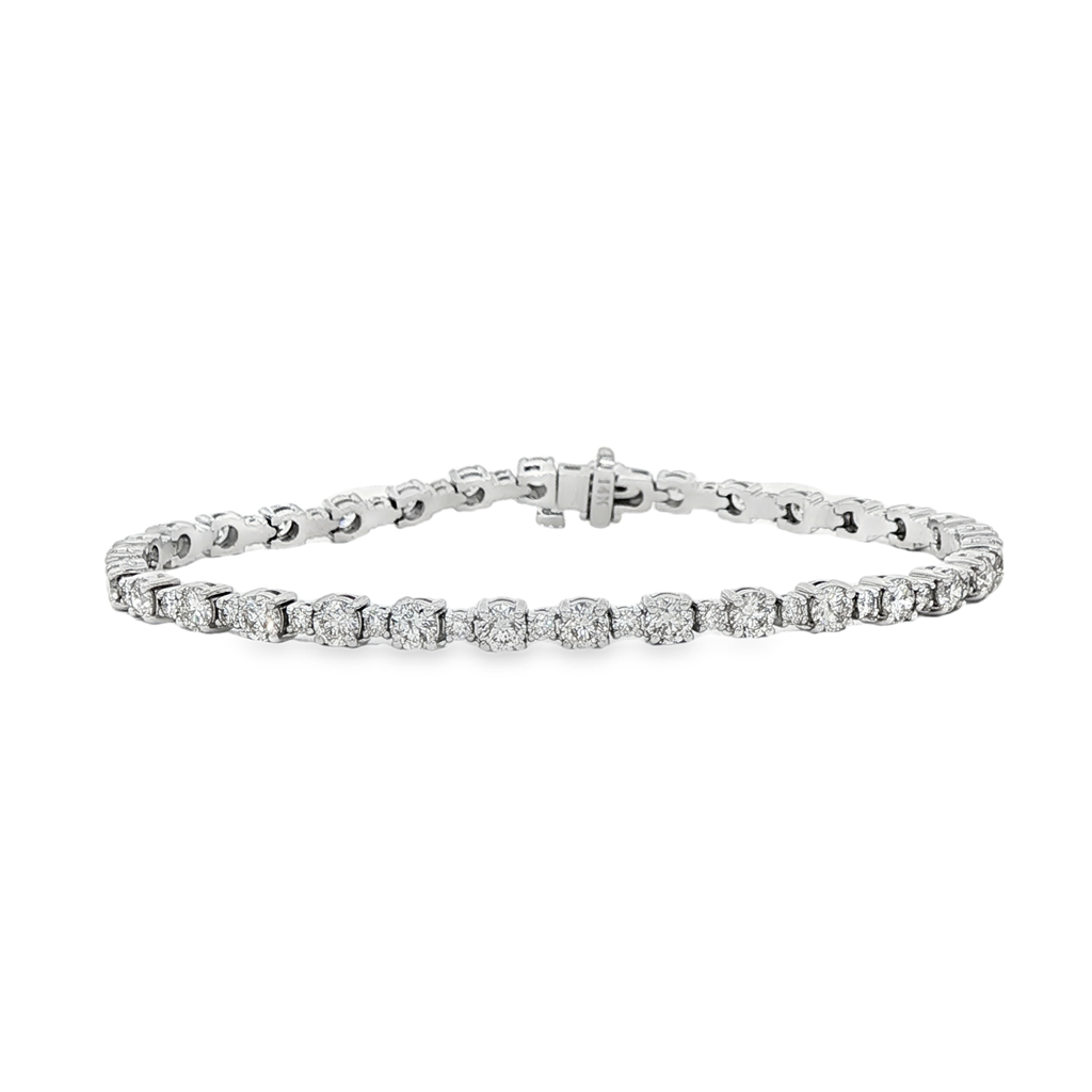 14K White Gold Natural Diamond 3.3mm Tennis Bracelet – 4.35ctw