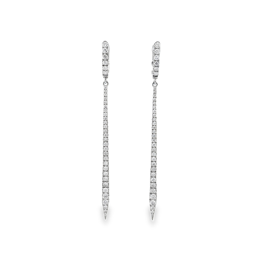 14K White Gold Spike Dangle Earrings – 1.23ctw.