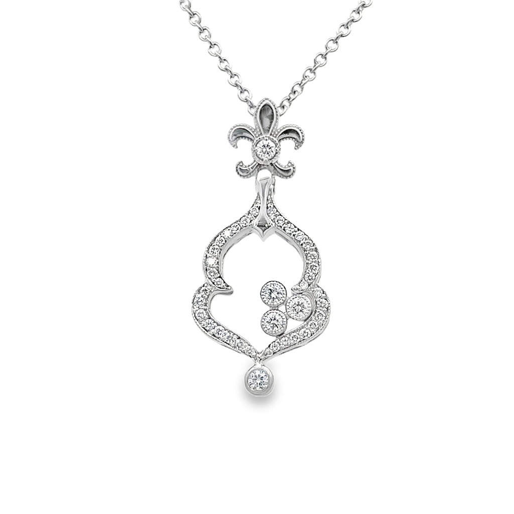 18K White Gold Violin-Shaped Diamond Pendant – 0.44ctw.