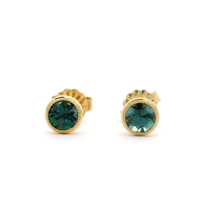14K Yellow Gold Lab-Grown Alexandrite Bezel Studs - 0.83ctw.