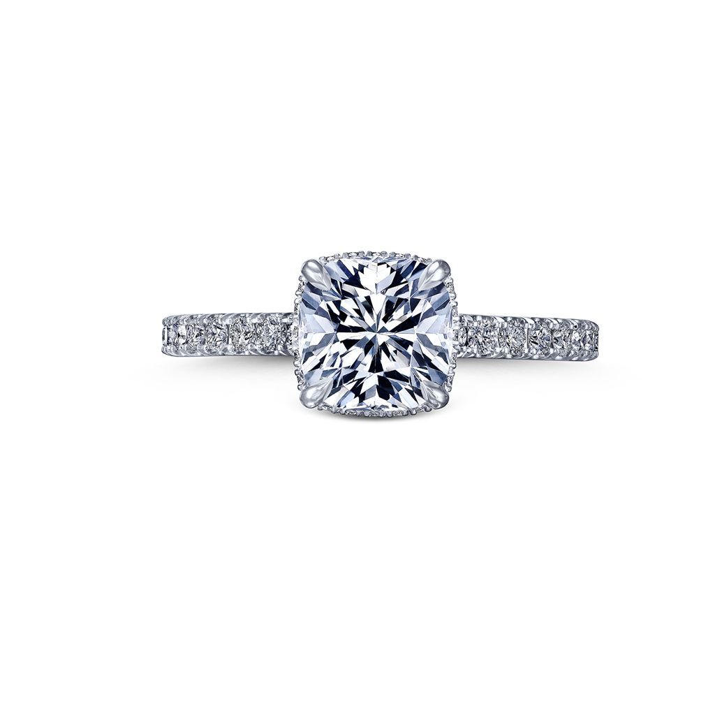 18K White Gold Pave Semi-Mount Engagement Ring -  0.63ctw.