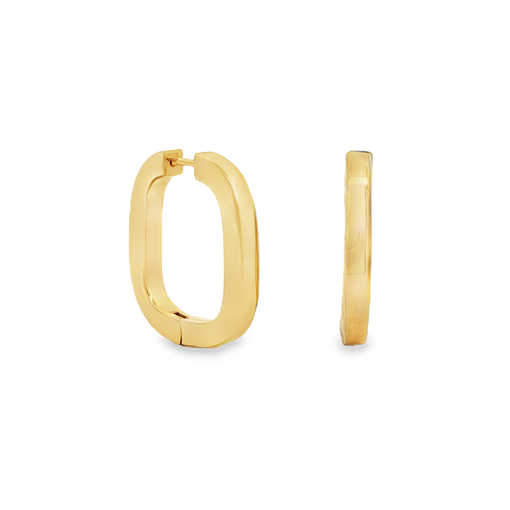 14K Yellow Gold Large Flat Square Hoop Earrings – 22.5x3mm, 3.2g