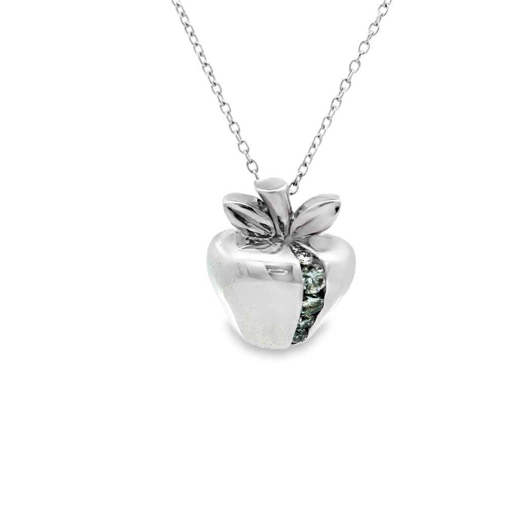 18K White Gold Apple Pendant – 0.23ctw.