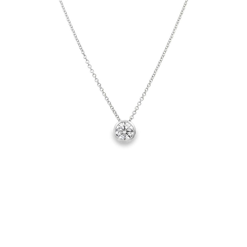 14K White Gold Lab-Grown Diamond Bezel Pendant – 0.78ct