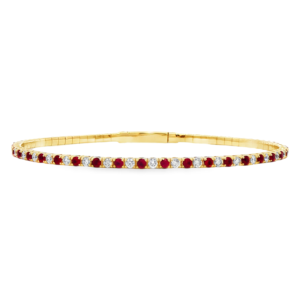 14K Yellow Gold Ruby and Diamond Flexi Bracelet – 1.12ctw