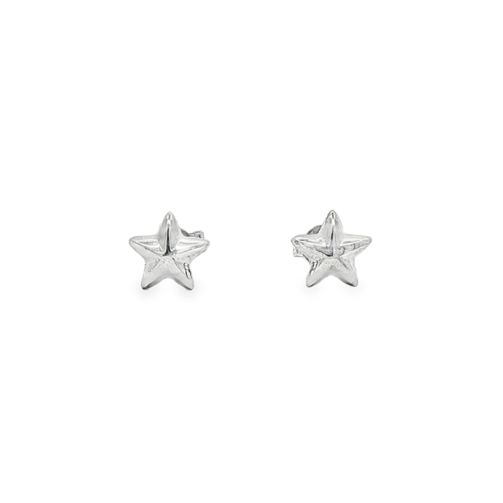 14K White Gold Star Stud Earrings – 1.2g