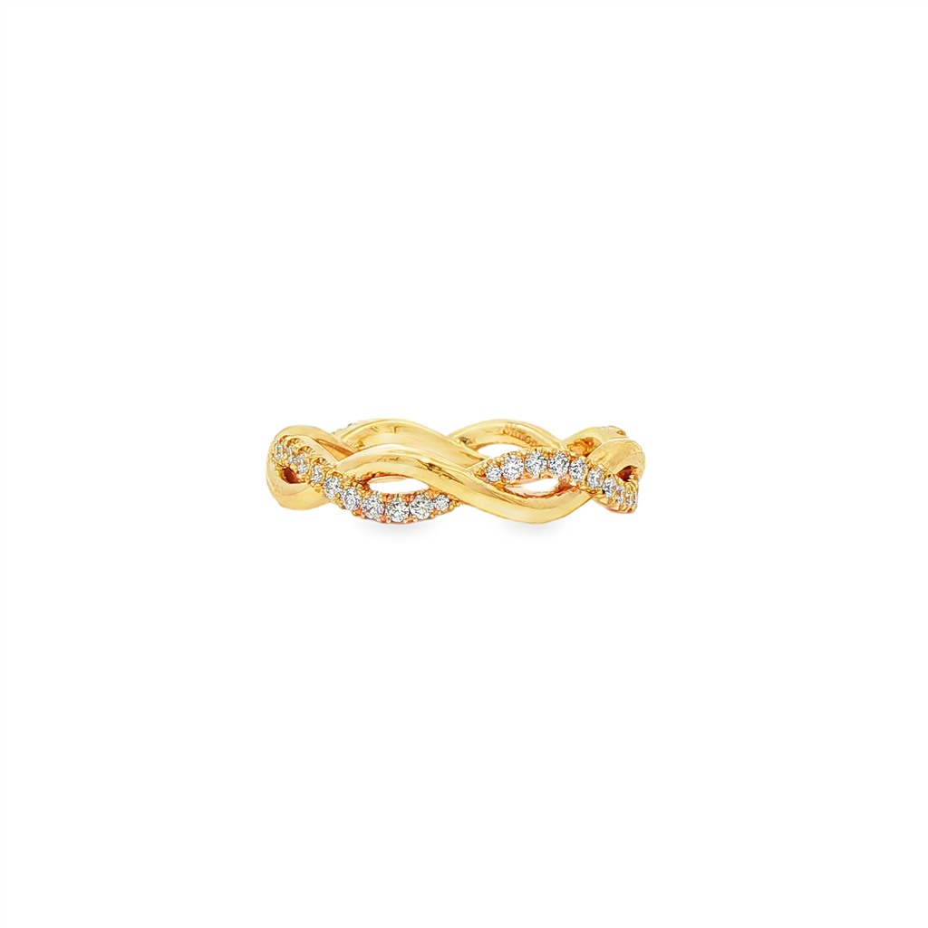 14K Yellow Gold Diamond Twist Band – 0.38ctw.
