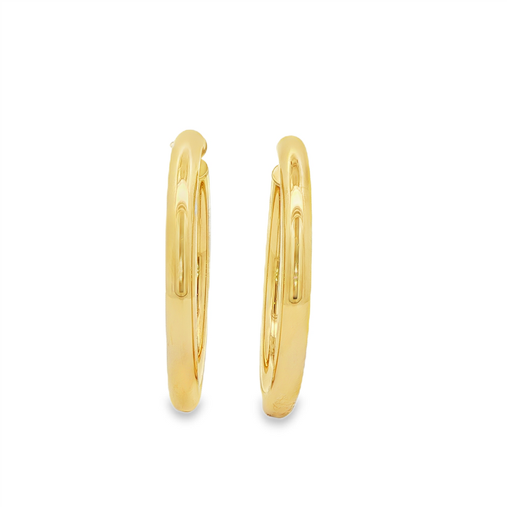 14K Yellow Gold Light Hoop Earrings 4mm x 30mm – 4.9g