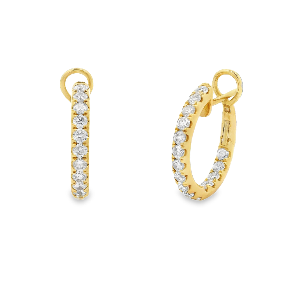 14K Yellow Gold 18mm Inside-Out Diamond Hoop Earrings – 1.23ctw.
