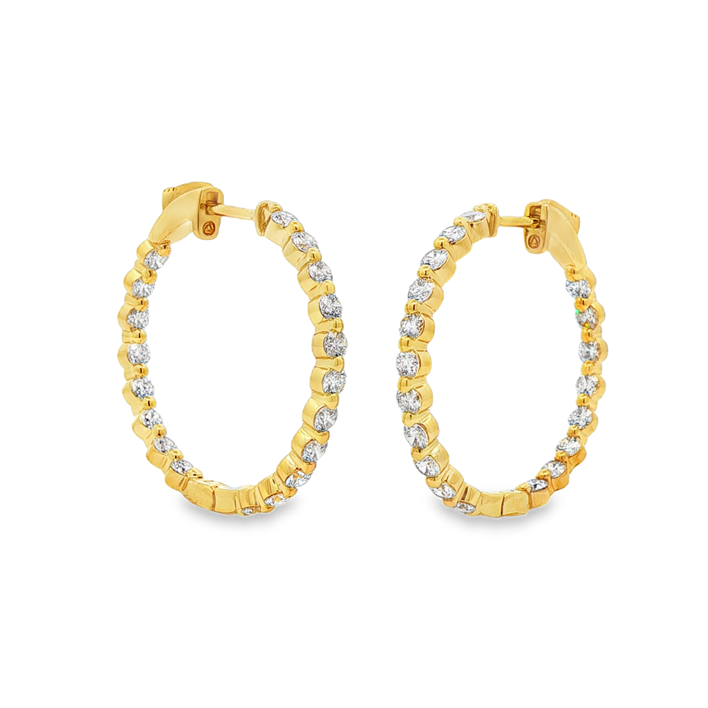 14K Yellow Gold Lab Grown Diamond Inside Out Hoop Earrings – 2.10ctw.