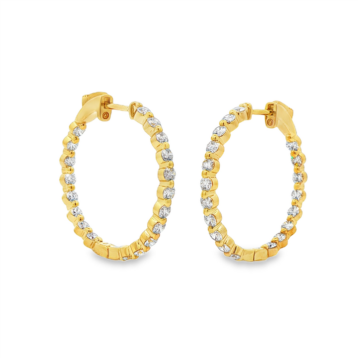 14K Yellow Gold Lab Grown Diamond Inside Out Hoop Earrings – 2.10ctw.