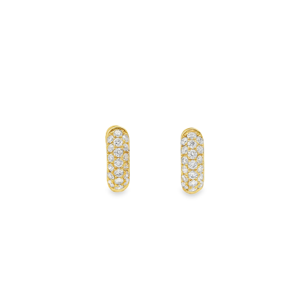 14K Yellow Gold 11x3.7mm Natural Diamond Huggie Earrings – 0.52ctw.
