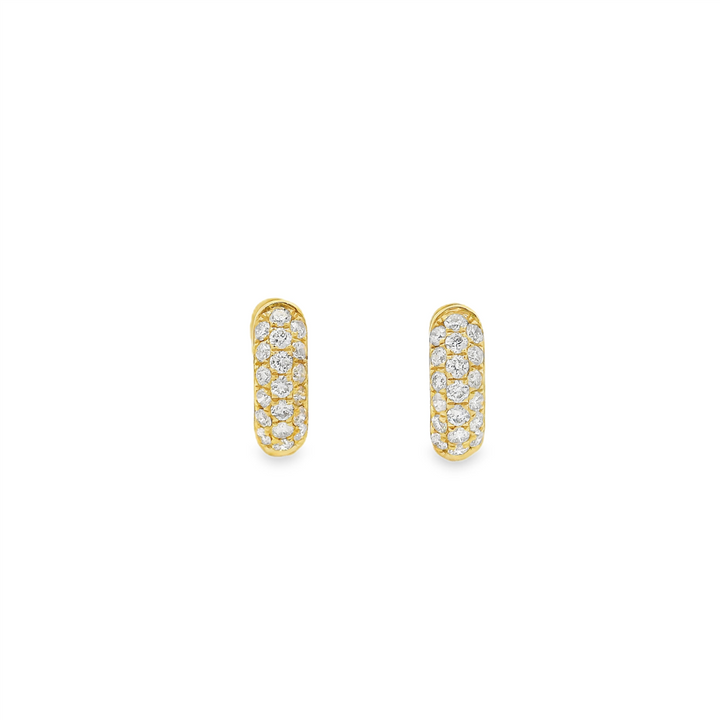 14K Yellow Gold 11x3.7mm Natural Diamond Huggie Earrings – 0.52ctw.
