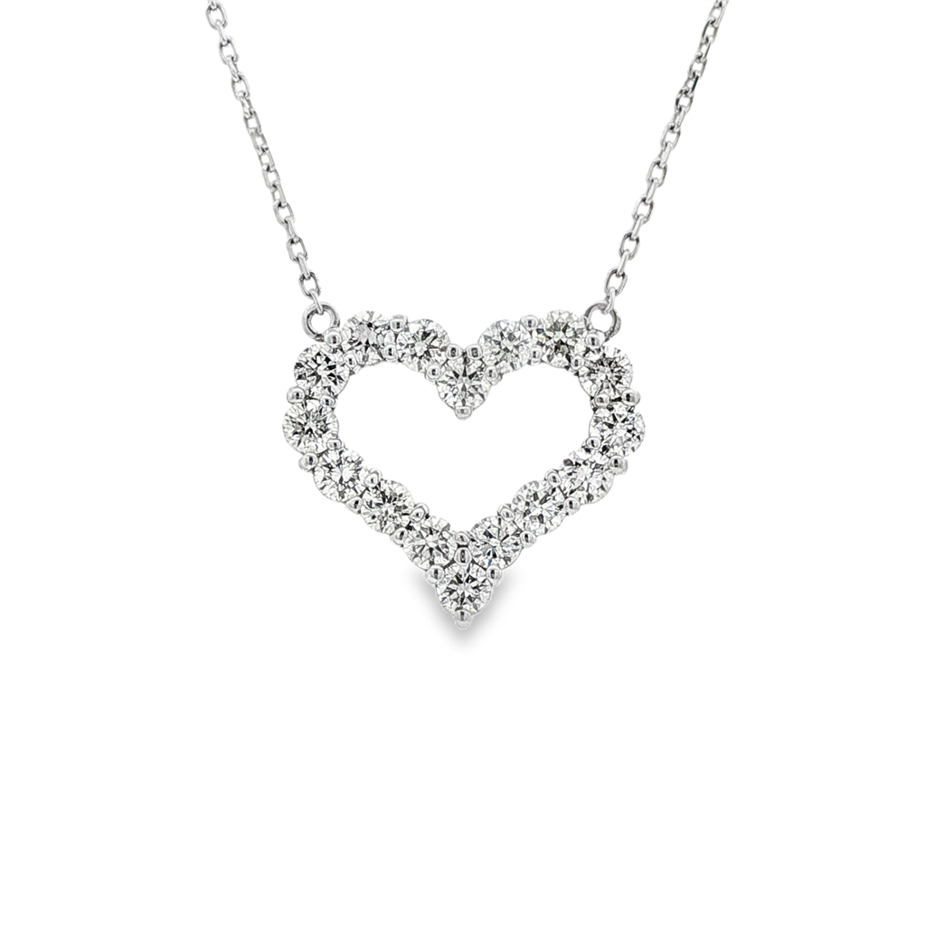 14K White Gold Natural Diamond Heart Necklace – 2.00ctw.