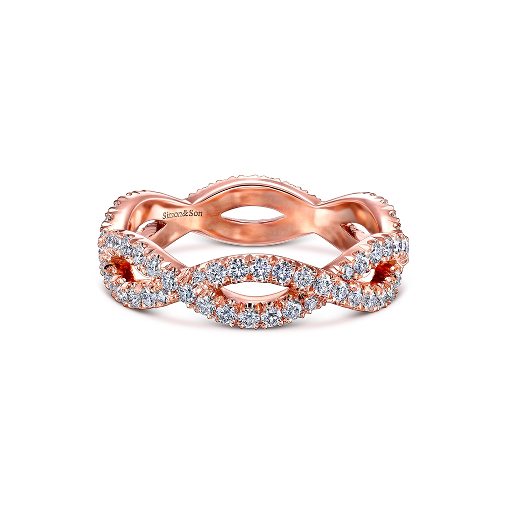 14K Rose Gold Open Twist Diamond Eternity Band - 0.91ctw.