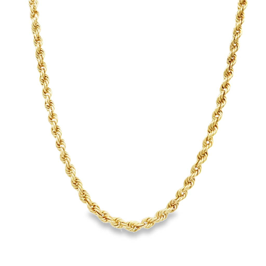 14K Yellow Gold Polished Rope Chain 4mm Wide 32"