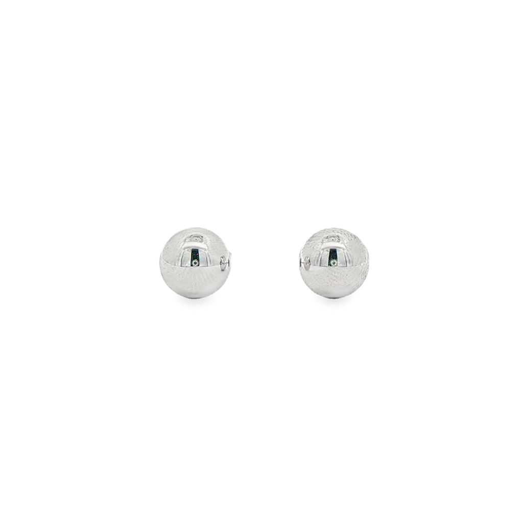 14K White Gold Light Ball Stud Earrings 8mm – 1.5g