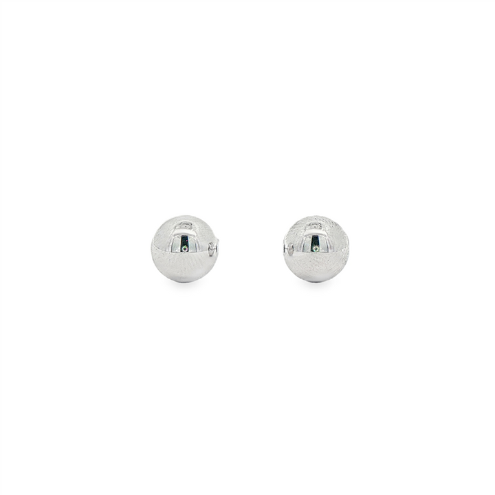 14K White Gold Light Ball Stud Earrings 8mm – 1.5g