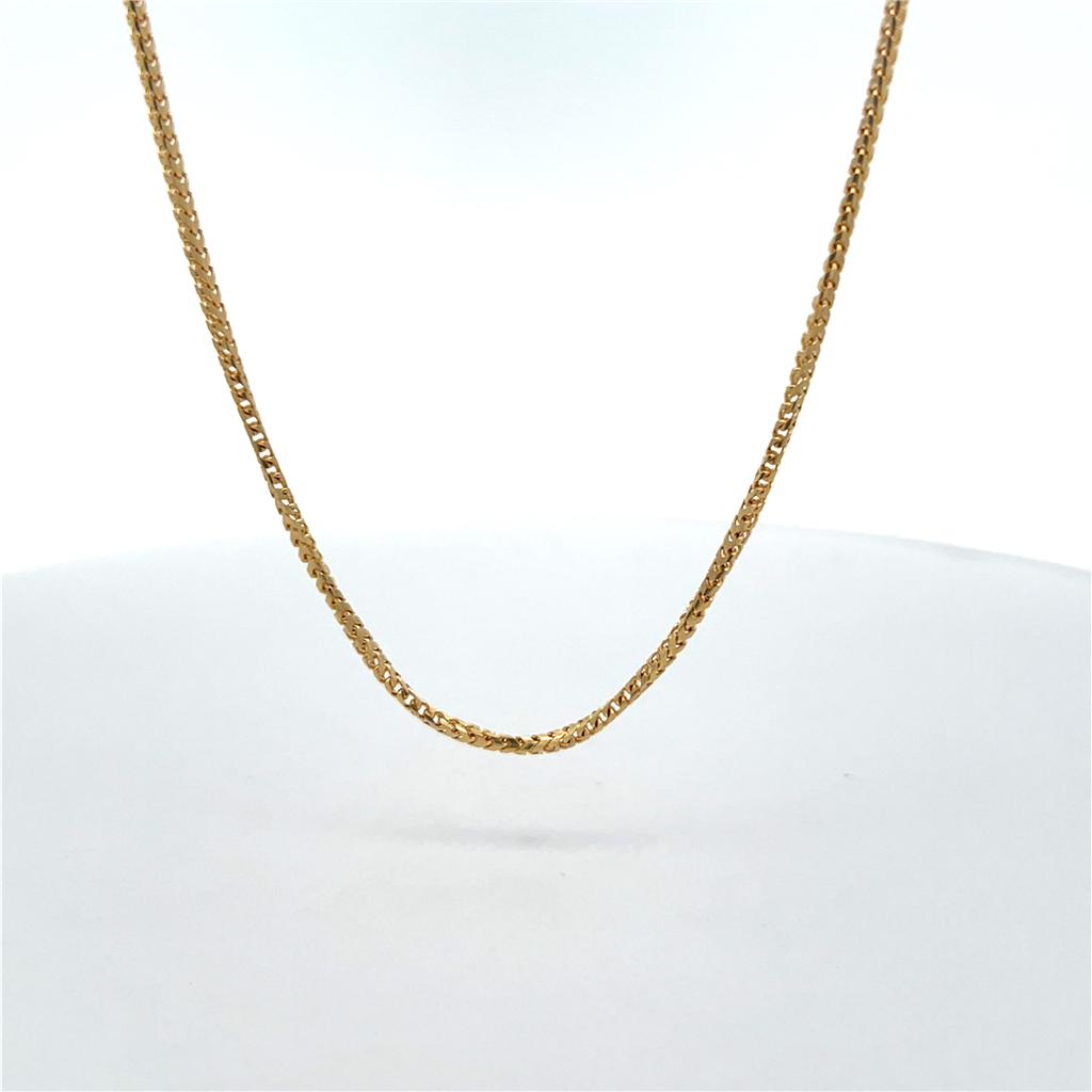 14K Yellow Gold Polished Franco Chain 1.5mm Wide 18"
