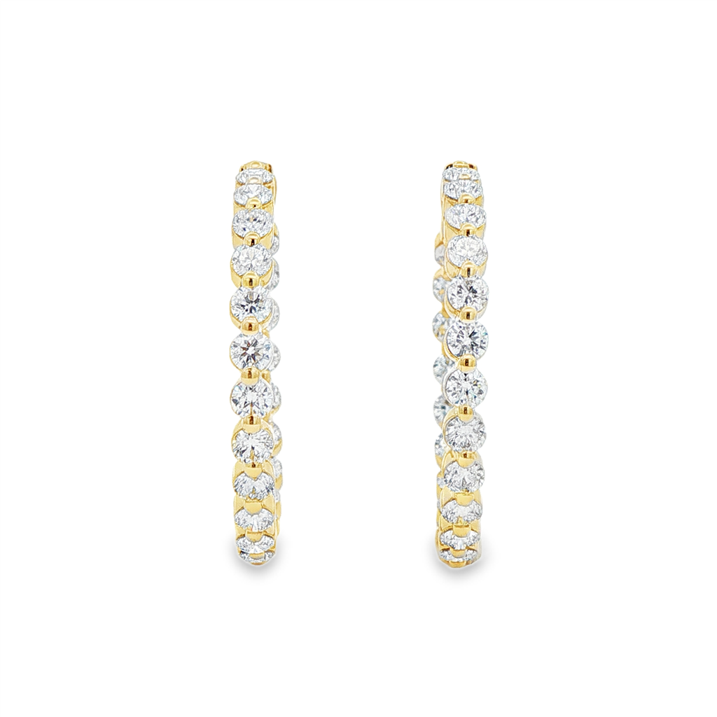 14K Yellow Gold Inside-Out Lab Diamond Hoop Earrings – 5.47ctw.