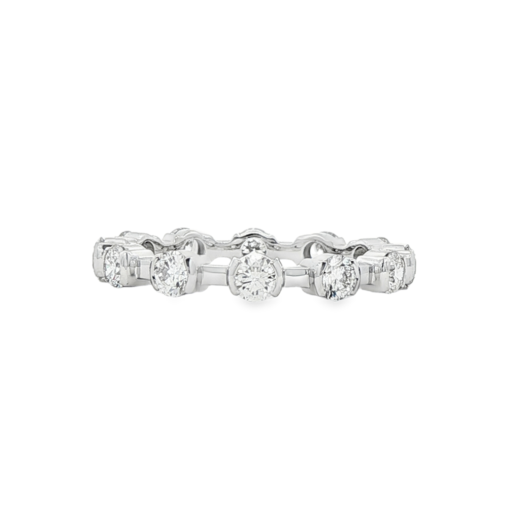 14K White Gold Diamond Semi-Bezel Band – 1.02ctw.