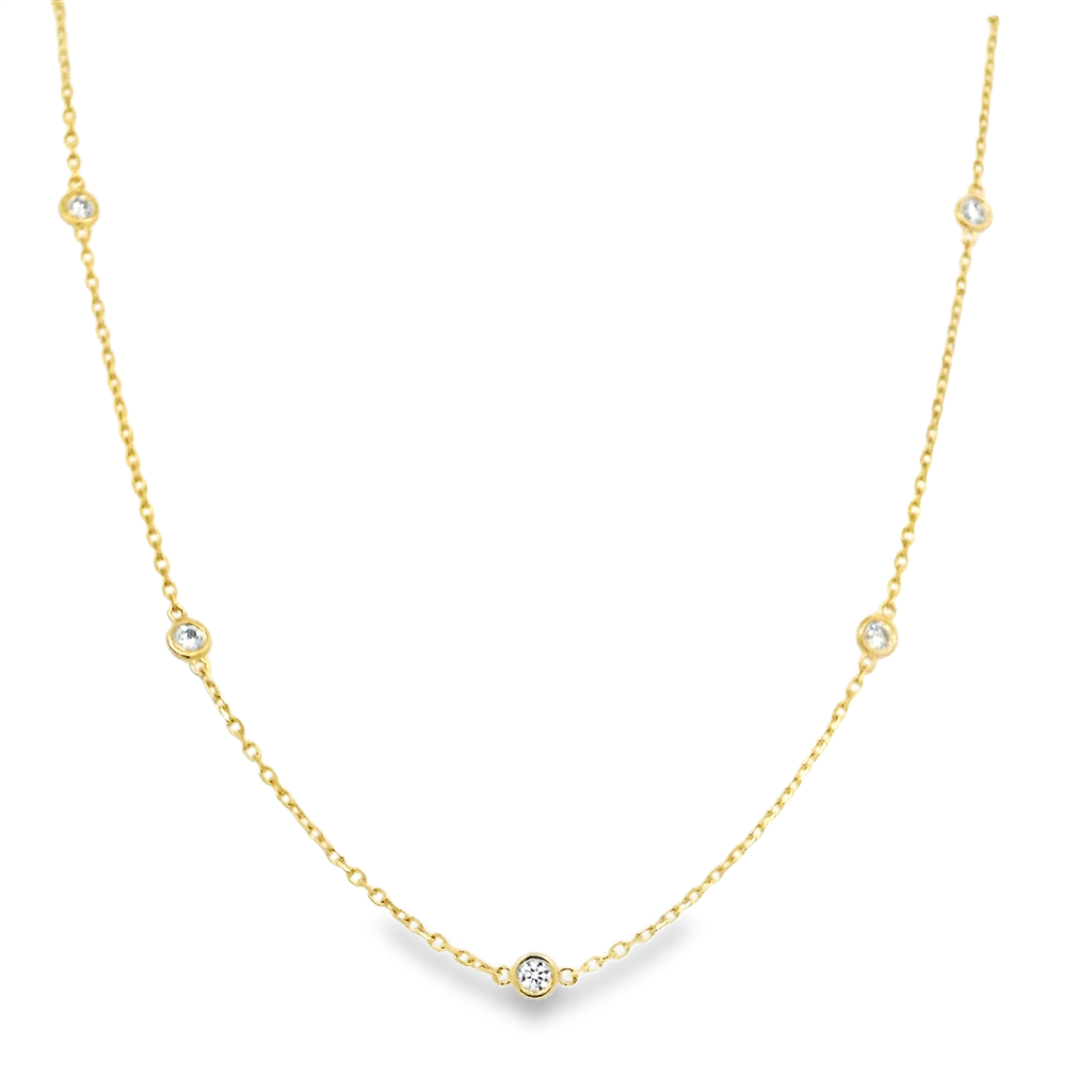 14K Yellow Gold Natural Diamonds by the Yard Necklace – 18"
