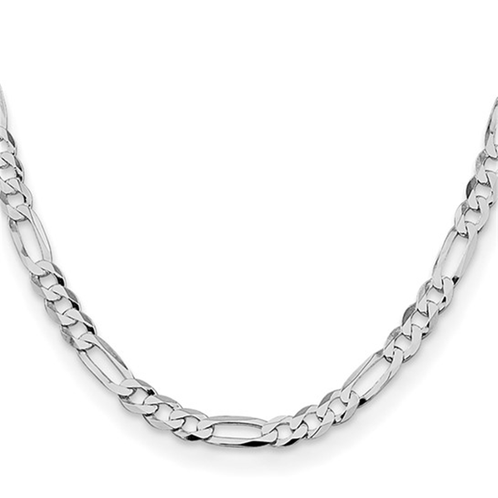 Sterling Silver Rhodium-plated Polished Figaro Chain 7mm Wide 20"