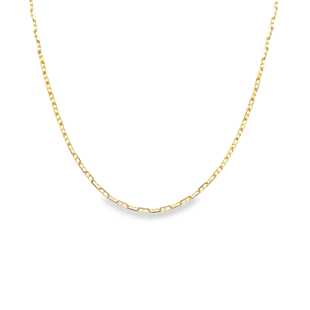 14K Yellow Gold Polished Anchor Chain 1.33mm Wide 16"