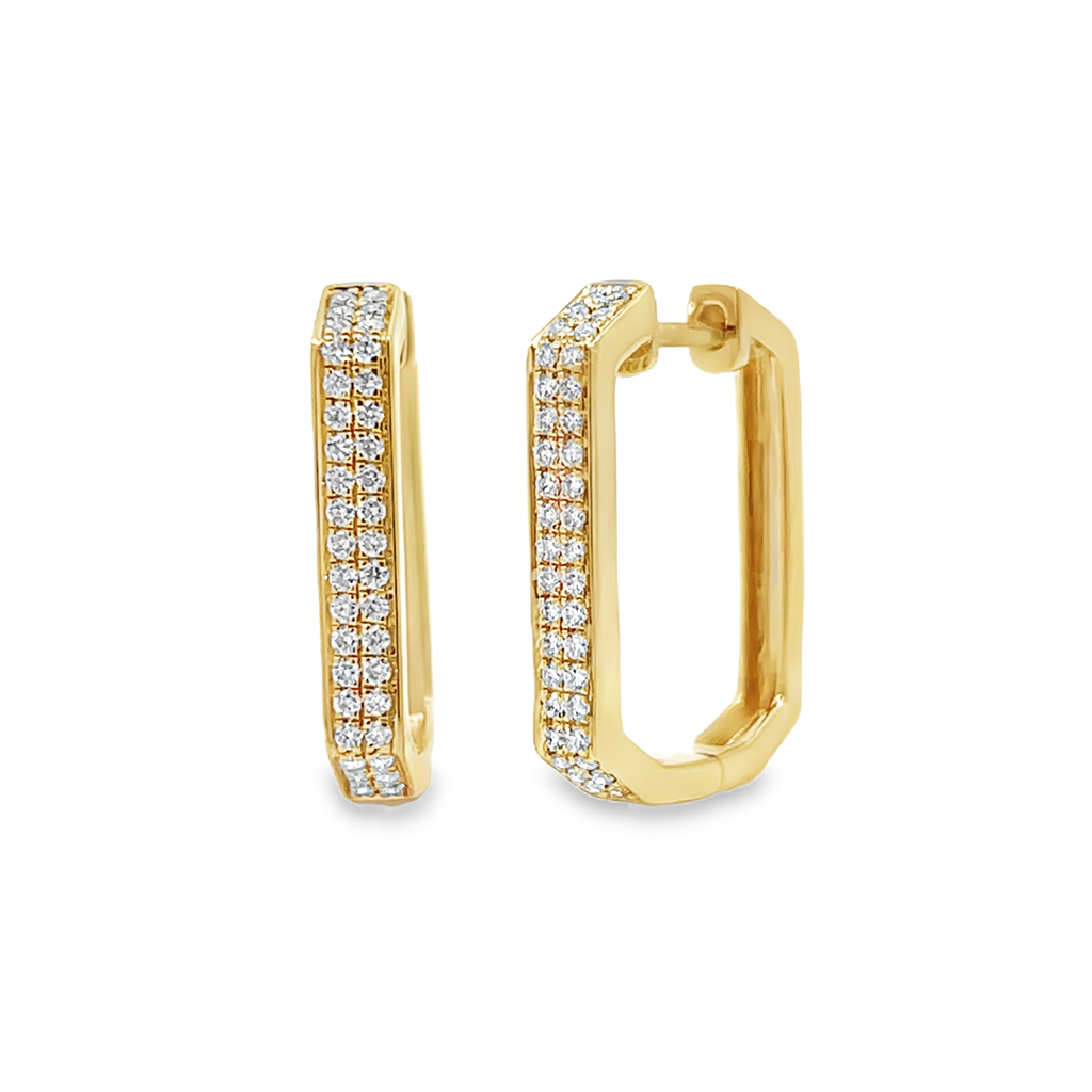 14K Yellow Gold 19mm Geometric Diamond Hoop Earrings – 0.34ctw.