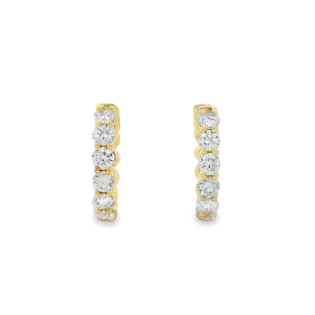 14K Yellow Gold 15x2.7mm Natural Diamond Hoop Earrings – 0.99ctw.