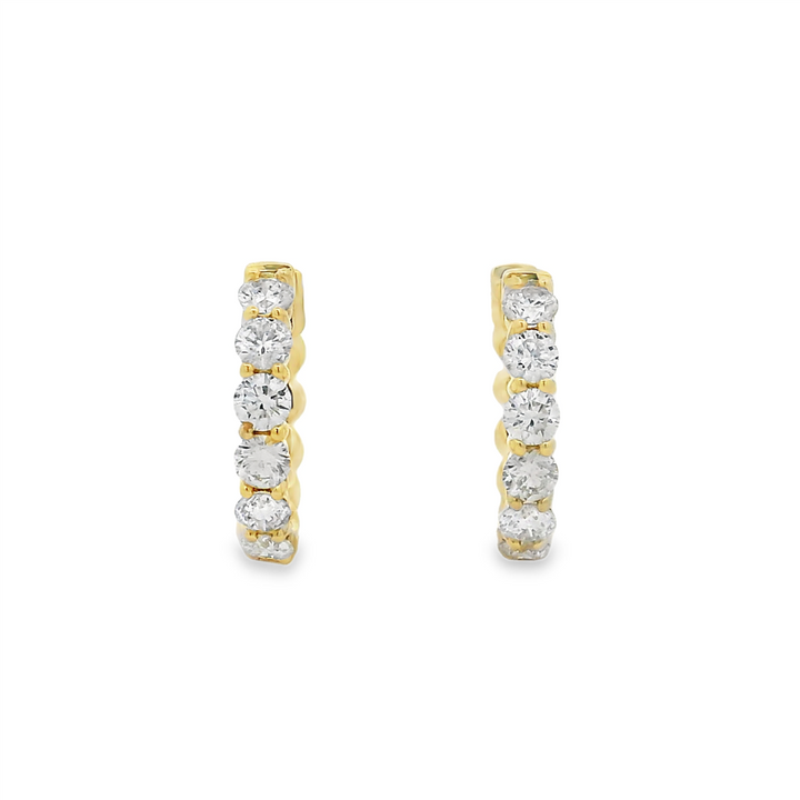 14K Yellow Gold 15x2.7mm Natural Diamond Hoop Earrings – 0.99ctw.