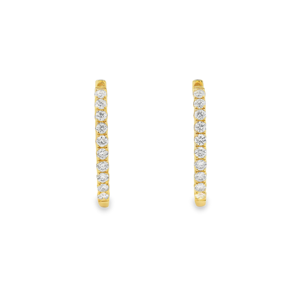 14K Yellow Gold 27x2.2mm Natural Diamond Oval Hoop Earrings – 0.57ctw.