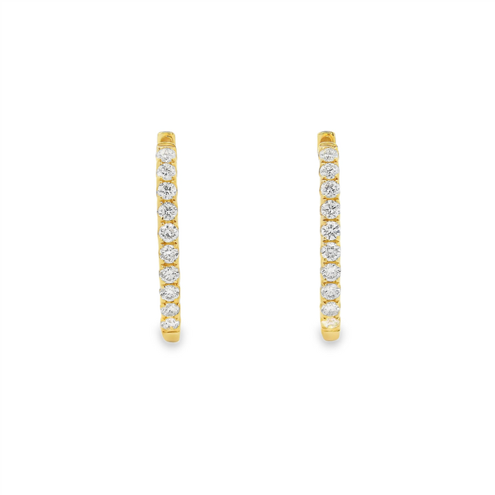 14K Yellow Gold 27x2.2mm Natural Diamond Oval Hoop Earrings – 0.57ctw.