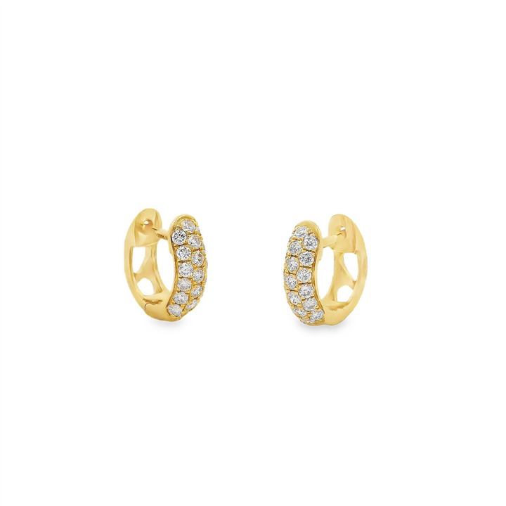 14K Yellow Gold 11x3.7mm Natural Diamond Huggie Earrings – 0.52ctw.
